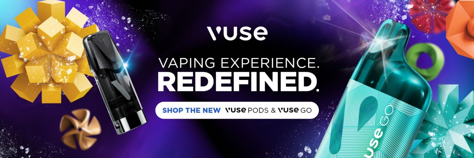 Aesthetic banner for vuse go disposables.