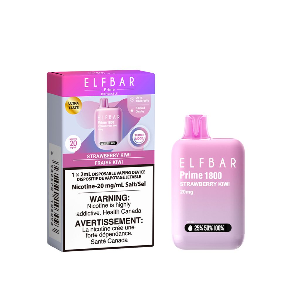 [Disposables] ELF Bar Prime 1800 - Strawberry Kiwi Disposable Pod Systems Vancouver Toronto Calgary Richmond Montreal Kingsway Winnipeg Quebec Coquitlam Canada Canadian Vapes Shop Free Shipping E-Juice Mods Nic Salt