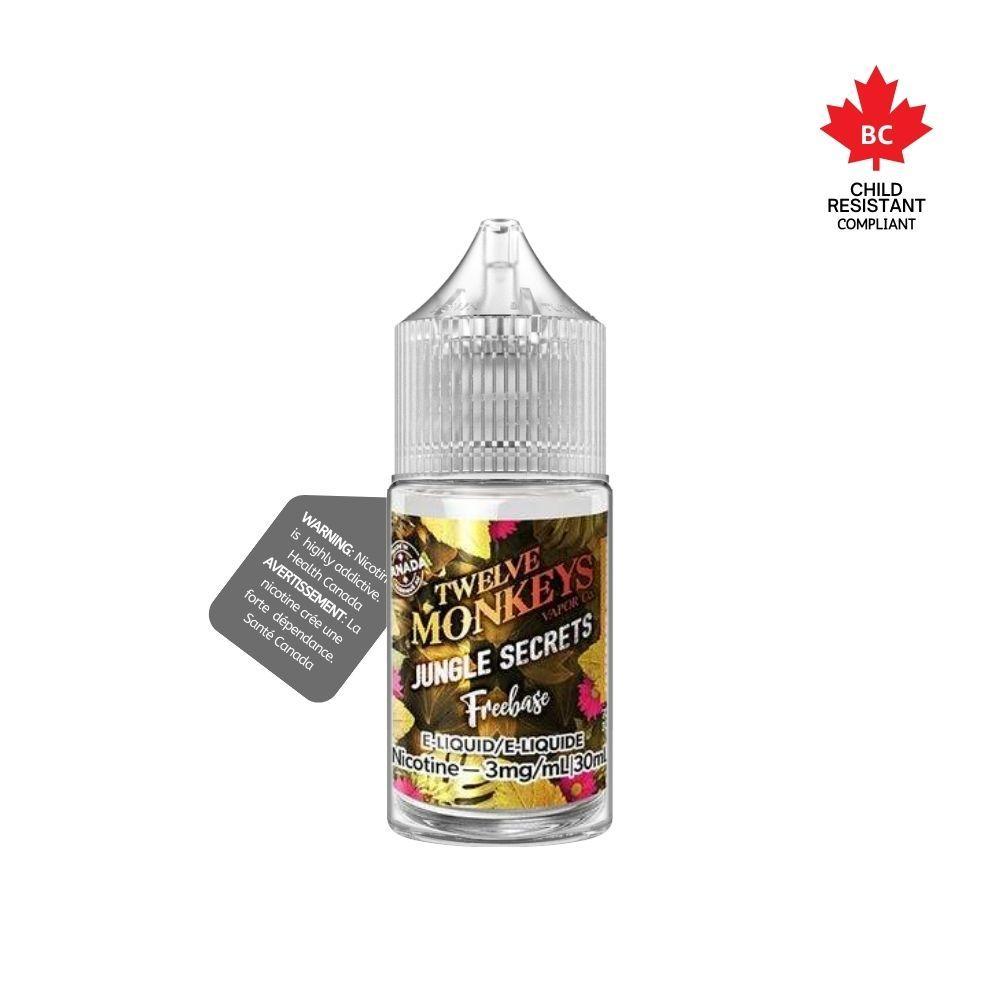 [Freebase] 12 Monkeys - Jungle Secrets 30mL Freebase E-Juice Vancouver Toronto Calgary Richmond Montreal Kingsway Winnipeg Quebec Coquitlam Canada Canadian Vapes Shop Free Shipping E-Juice Mods Nic Salt