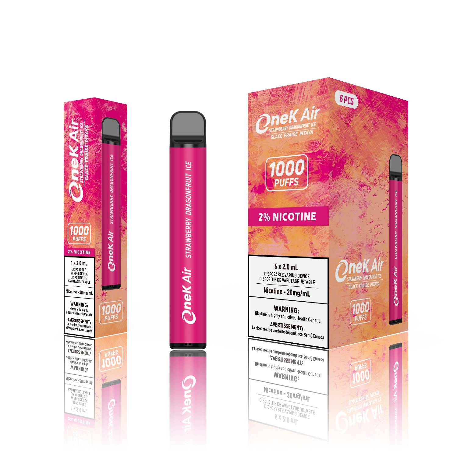 [Disposables] OneK Air - Strawberry Dragonfruit Ice-Disposable Pod Systems-OneK Air-20mg-Lucky 8 Vapes