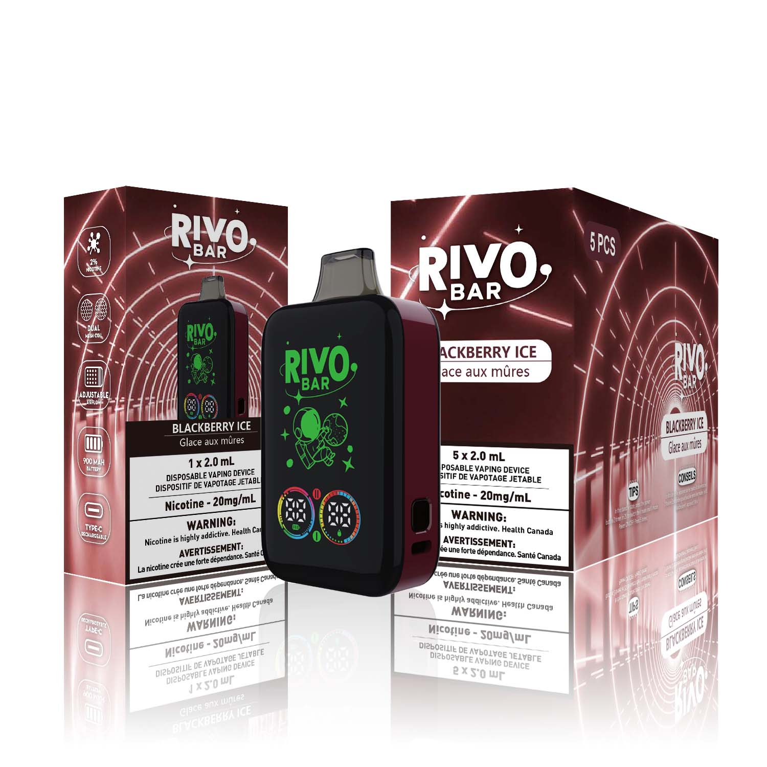 [Disposables] RIVO Bar - Blackberry Ice-Disposable Pod Systems-RIVO Bar-20mg-Lucky 8 Vapes