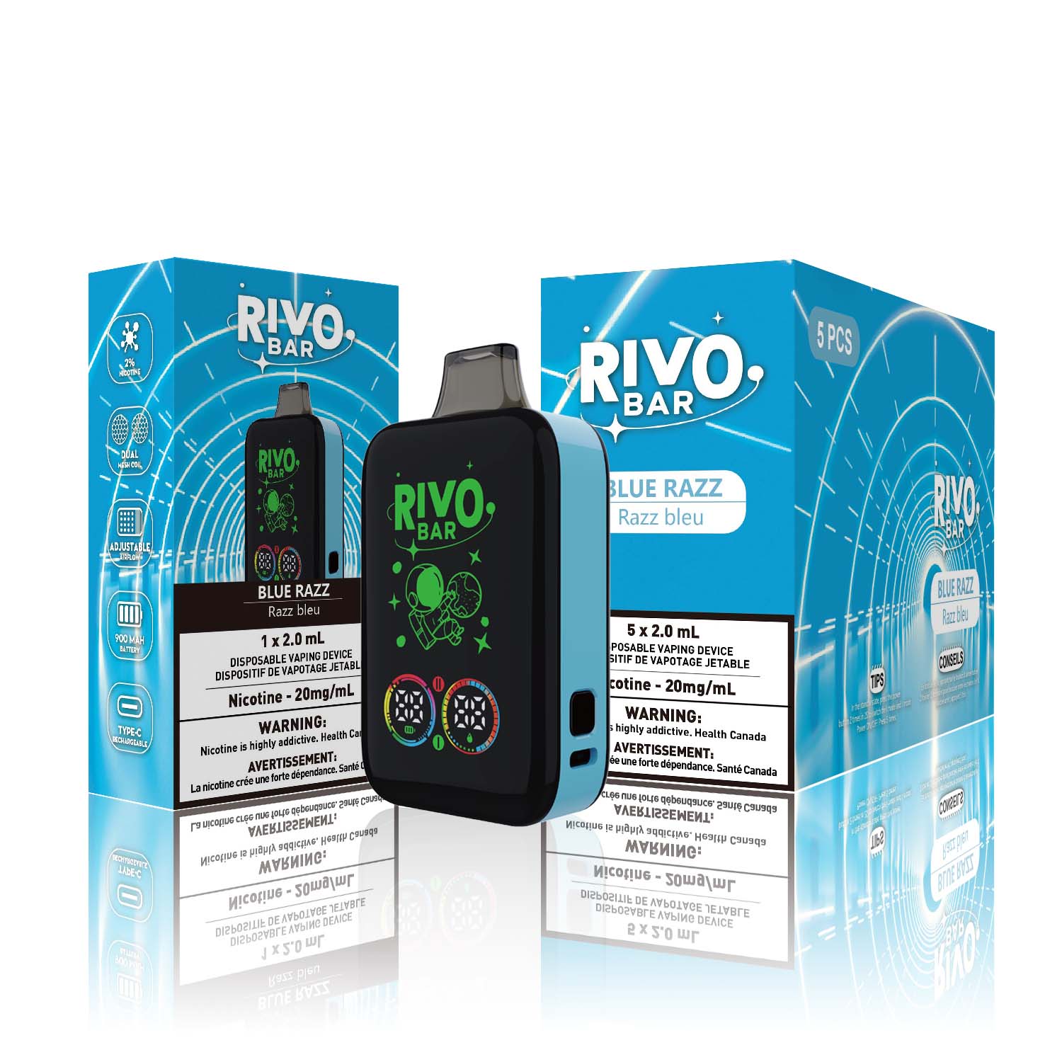 [Disposables] RIVO Bar - Blue Razz-Disposable Pod Systems-RIVO Bar-20mg-Lucky 8 Vapes