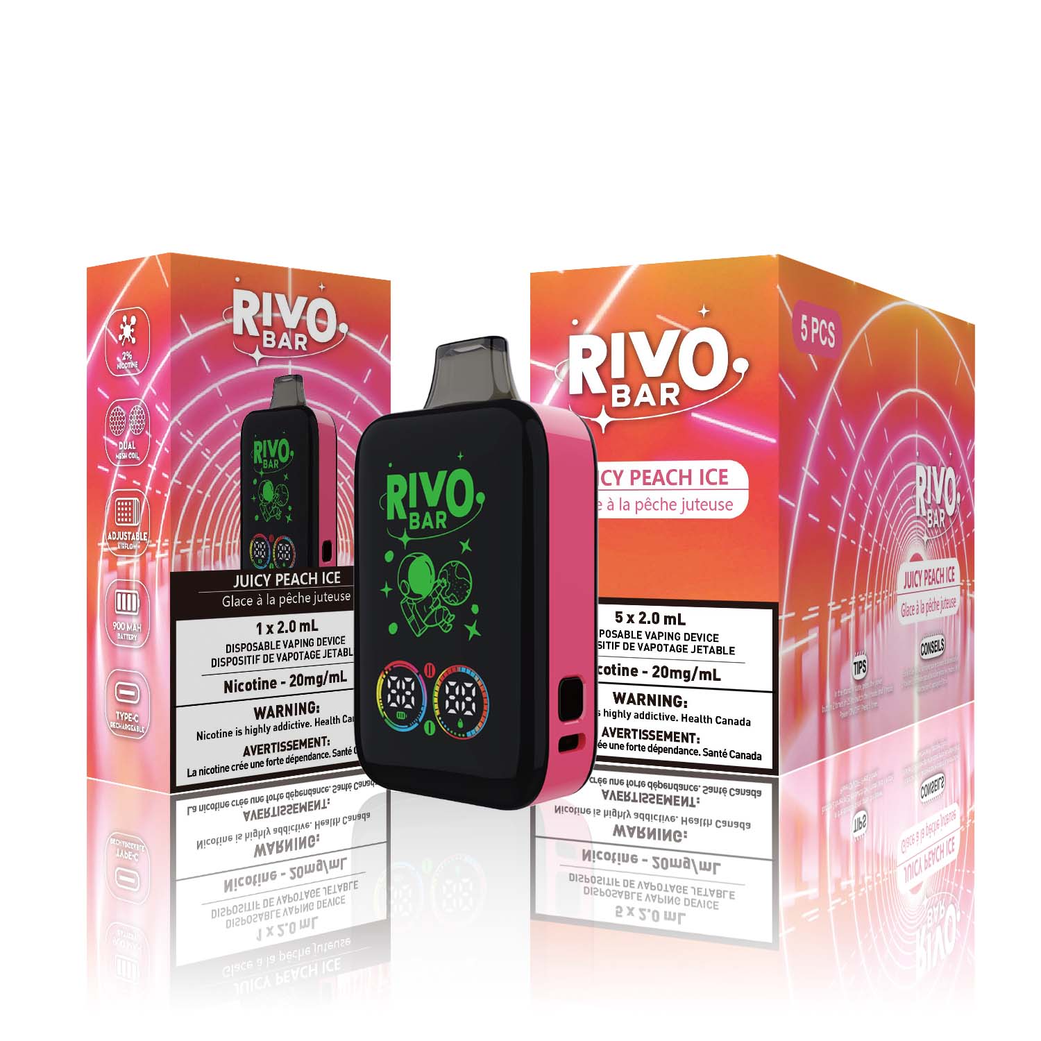 [Disposables] RIVO Bar - Juicy Peach Ice-Disposable Pod Systems-RIVO Bar-20mg-Lucky 8 Vapes