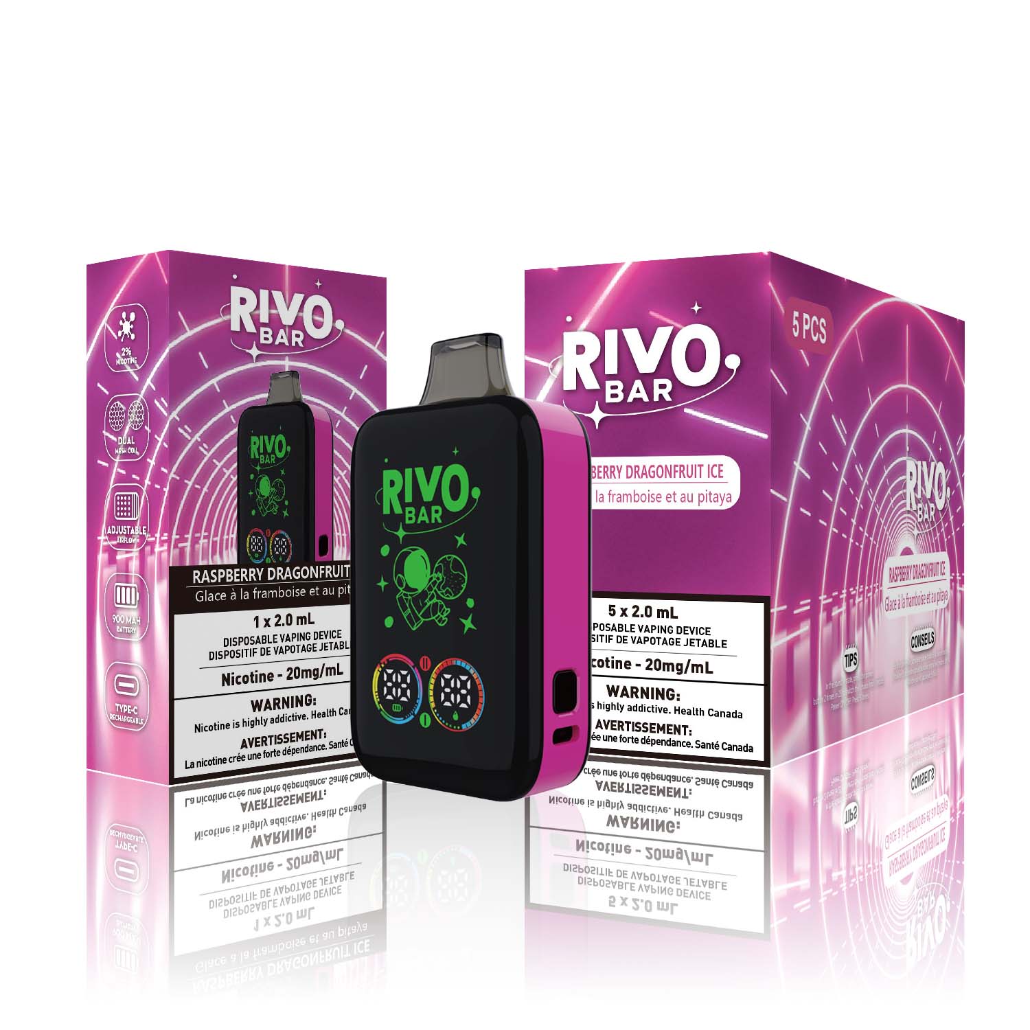 [Disposables] RIVO Bar - Raspberry Dragonfruit Ice-Disposable Pod Systems-RIVO Bar-20mg-Lucky 8 Vapes