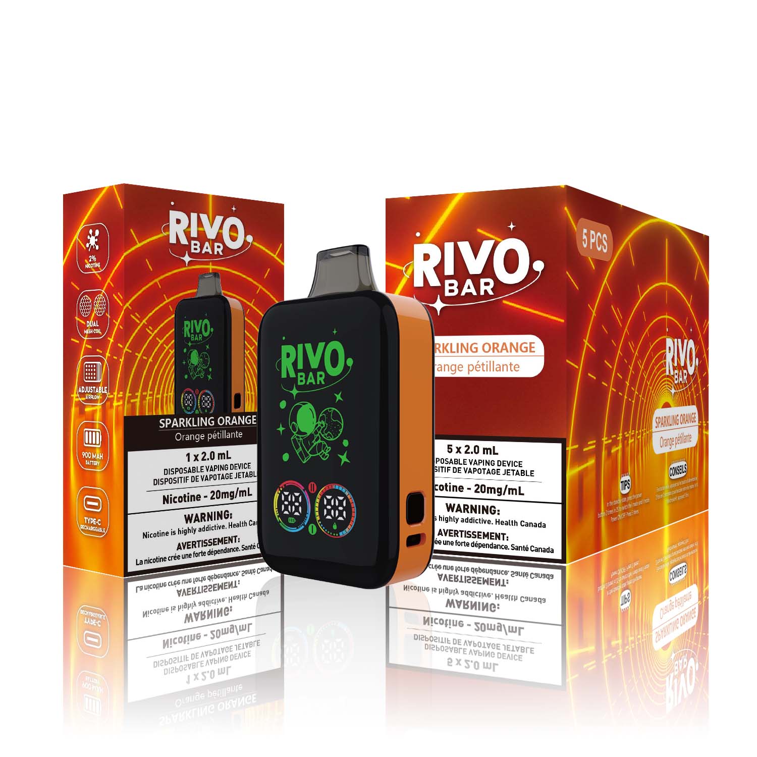 [Disposables] RIVO Bar - Sparkling Orange-Disposable Pod Systems-RIVO Bar-20mg-Lucky 8 Vapes