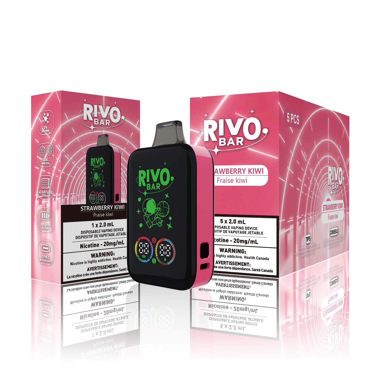 [Disposables] RIVO Bar - Strawberry Kiwi-Disposable Pod Systems-RIVO Bar-20mg-Lucky 8 Vapes