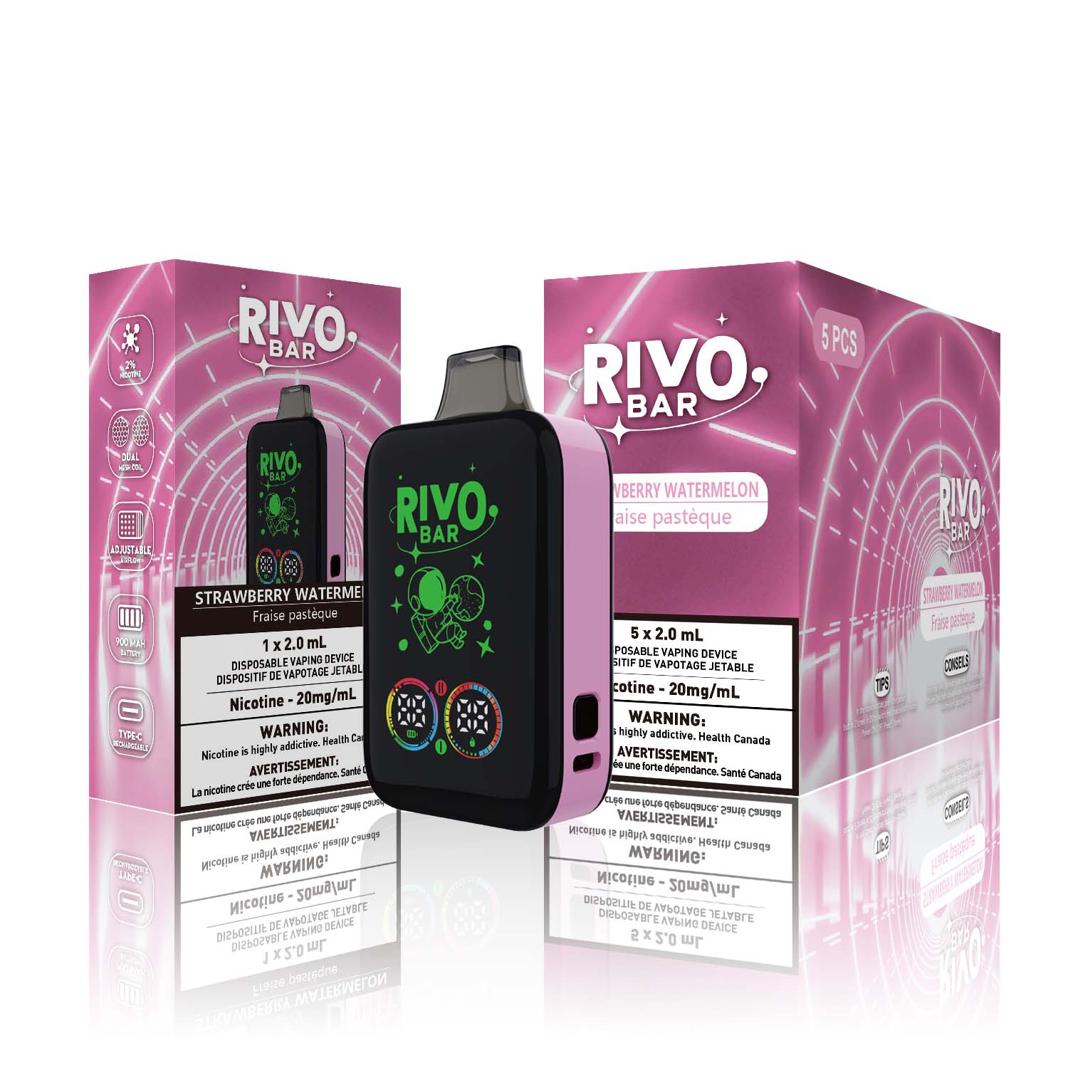 [Disposables] RIVO Bar - Strawberry Watermelon-Disposable Pod Systems-RIVO Bar-20mg-Lucky 8 Vapes