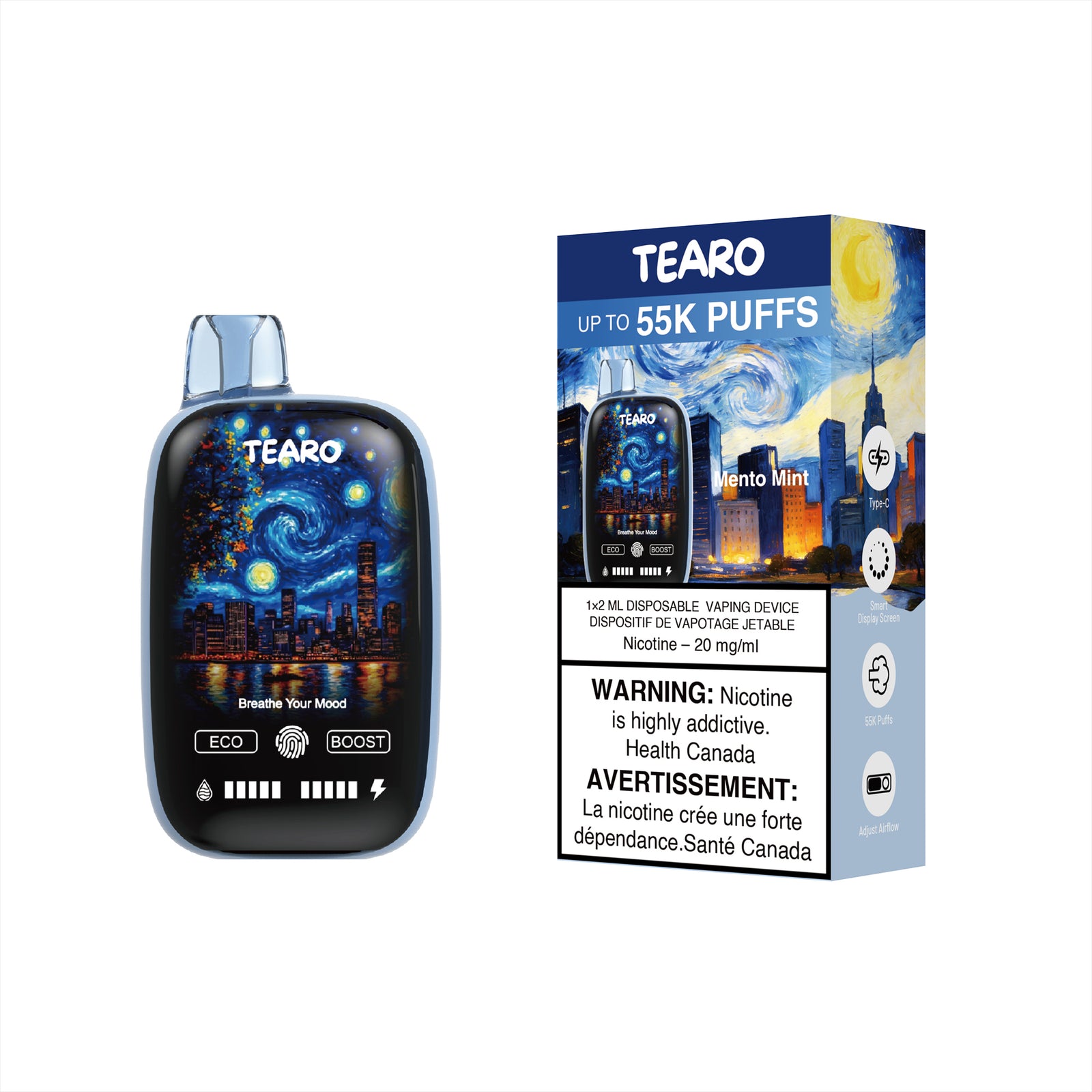 [Disposables] Tearo 55K - Mento Mint-Disposable Pod Systems-Tearo 55K-20mg-Lucky 8 Vapes