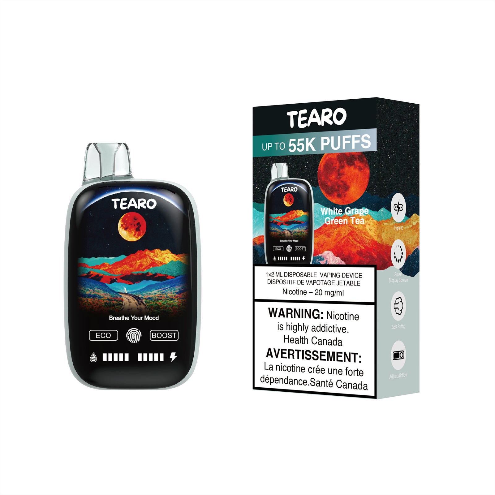 [Disposables] Tearo 55K - White Grape Green Tea-Disposable Pod Systems-Tearo 55K-20mg-Lucky 8 Vapes