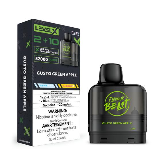 [Vape Pods] Level X Boost G2 Flavour Beast Pod 2+10mL - Gusto Green Apple-Vape Pods-Level X-20mg-Lucky 8 Vapes