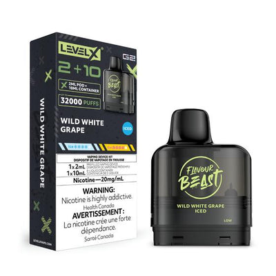 [Vape Pods] Level X G2 Flavour Beast Pod 2+10mL - Wild White Grape Iced Vape Pods