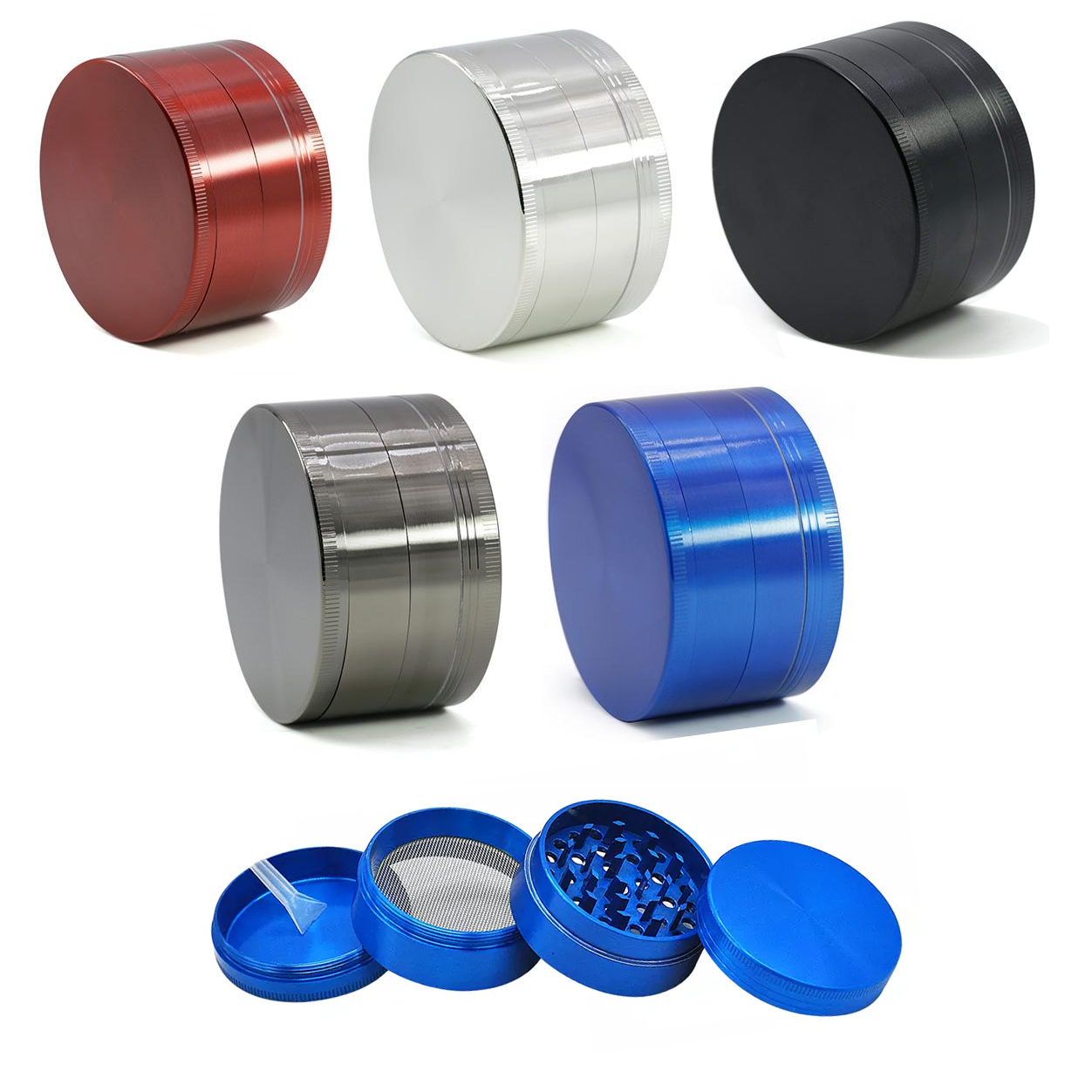 Aluminum 4-Piece Grinder 52mm x 34mm Dry Herb Accessories Vancouver Toronto Calgary Richmond Montreal Kingsway Winnipeg Quebec Coquitlam Canada Canadian Vapes Shop Free Shipping E-Juice Mods Nic Salt