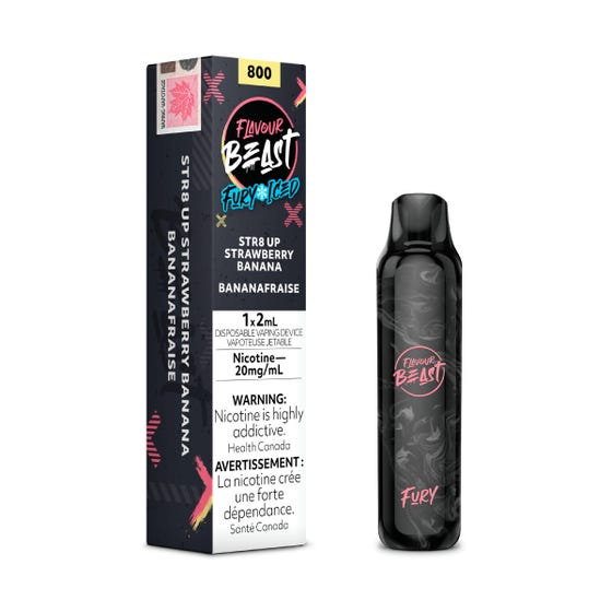 [Disposables] Flavour Beast Fury - STR8 UP Strawberry Banana Iced Disposable Pod Systems Vancouver Toronto Calgary Richmond Montreal Kingsway Winnipeg Quebec Coquitlam Canada Canadian Vapes Shop Free Shipping E-Juice Mods Nic Salt