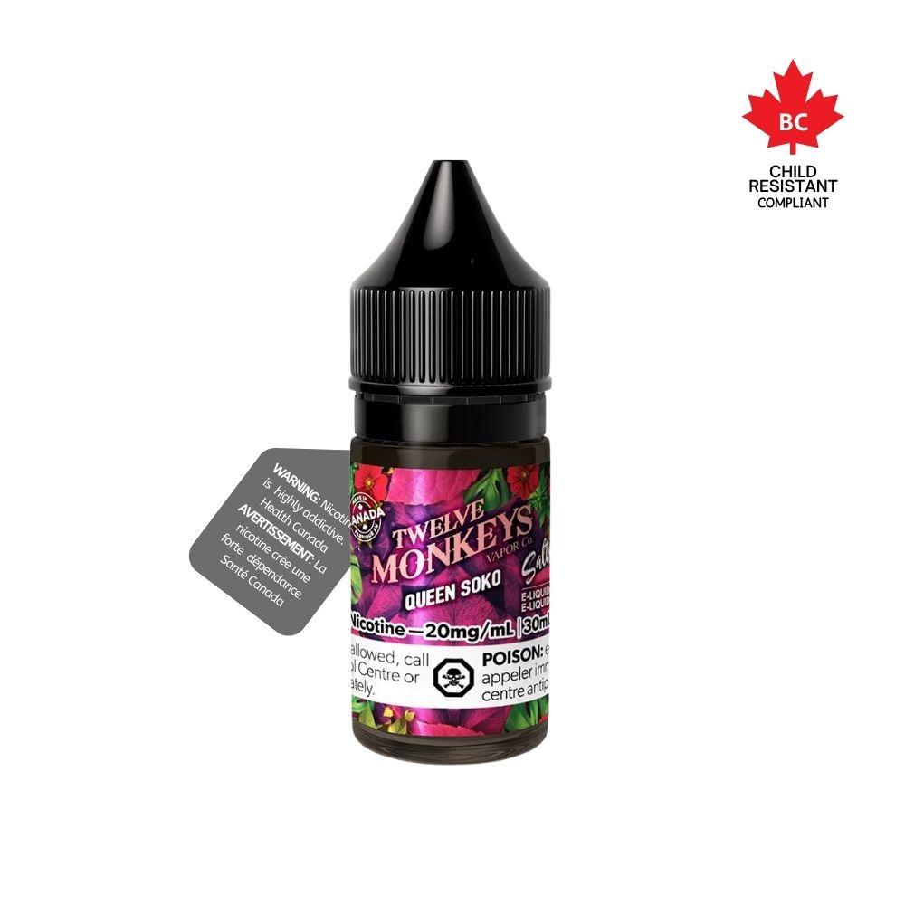 [Nic Salt] 12 Monkeys Salt - Queen Soko 30ml Nic Salt E-Juice Vancouver Toronto Calgary Richmond Montreal Kingsway Winnipeg Quebec Coquitlam Canada Canadian Vapes Shop Free Shipping E-Juice Mods Nic Salt