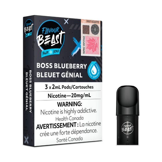 [Vape Pods] Flavour Beast - Boss Blueberry Iced (3pk) Vape Pods Vancouver Toronto Calgary Richmond Montreal Kingsway Winnipeg Quebec Coquitlam Canada Canadian Vapes Shop Free Shipping E-Juice Mods Nic Salt