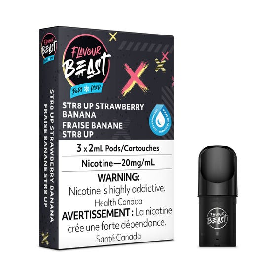 [Vape Pods] Flavour Beast - STR8 Up Strawberry Banana Iced (3pk) Vape Pods Vancouver Toronto Calgary Richmond Montreal Kingsway Winnipeg Quebec Coquitlam Canada Canadian Vapes Shop Free Shipping E-Juice Mods Nic Salt