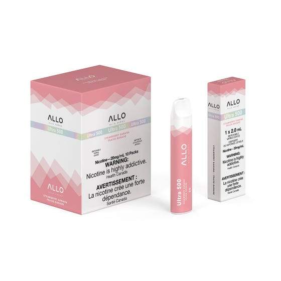 [Disposables] ALLO Ultra 500 - Strawberry Banana Disposable Pod Systems Vancouver Toronto Calgary Richmond Montreal Kingsway Winnipeg Quebec Coquitlam Canada Canadian Vapes Shop Free Shipping E-Juice Mods Nic Salt