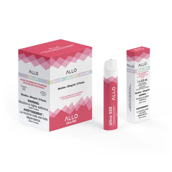 [Disposables] - ALLO Ultra 500 Lychee Watermelon Strawberry Disposable Pod Systems Vancouver Toronto Calgary Richmond Montreal Kingsway Winnipeg Quebec Coquitlam Canada Canadian Vapes Shop Free Shipping E-Juice Mods Nic Salt
