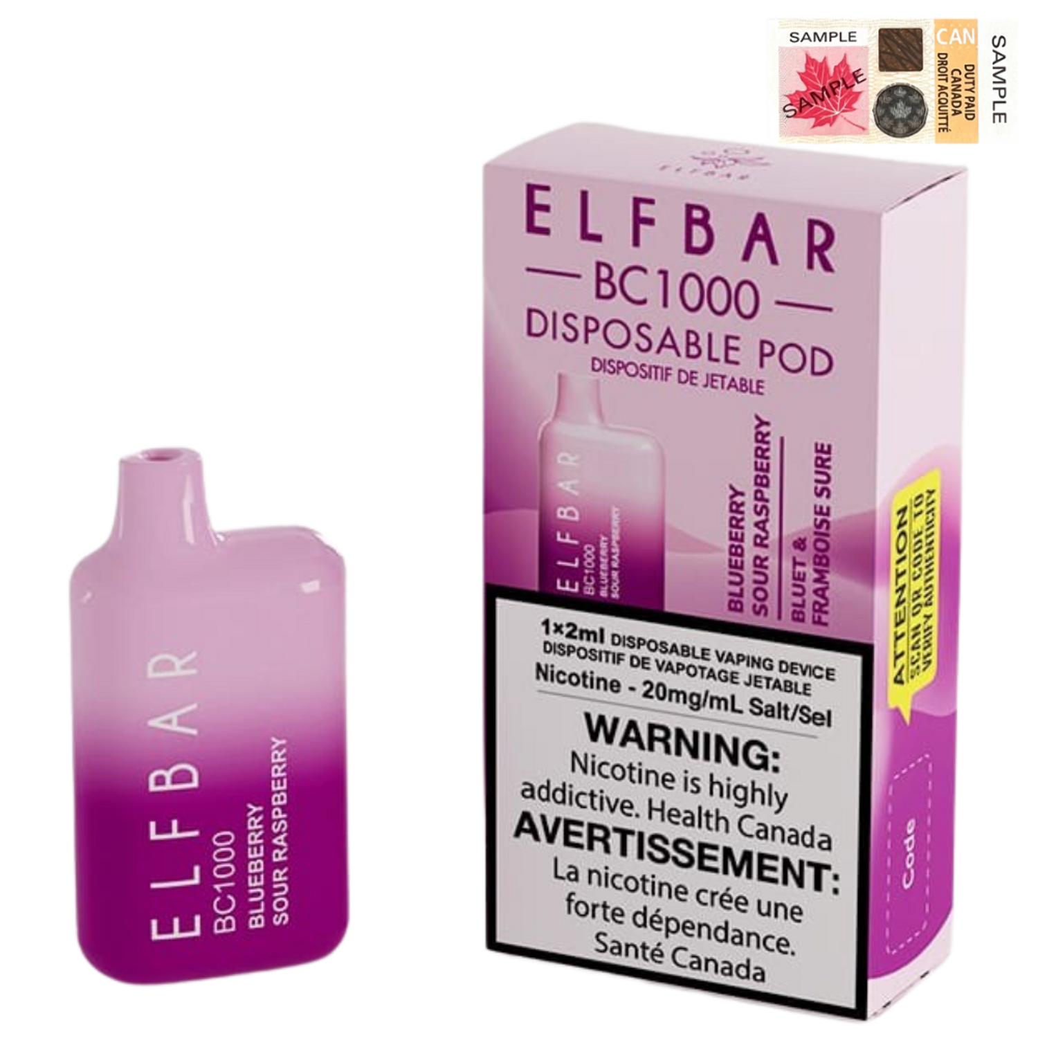 [Disposables] ELF Bar BC1000 - Blueberry Sour Raspberry Disposable Pod Systems Vancouver Toronto Calgary Richmond Montreal Kingsway Winnipeg Quebec Coquitlam Canada Canadian Vapes Shop Free Shipping E-Juice Mods Nic Salt