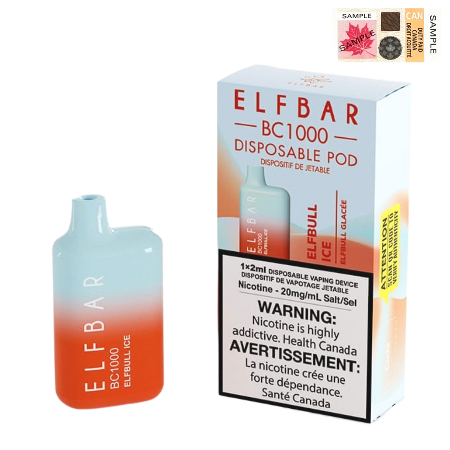 [Disposables] ELF Bar BC1000 - Elfbull Ice Disposable Pod Systems Vancouver Toronto Calgary Richmond Montreal Kingsway Winnipeg Quebec Coquitlam Canada Canadian Vapes Shop Free Shipping E-Juice Mods Nic Salt