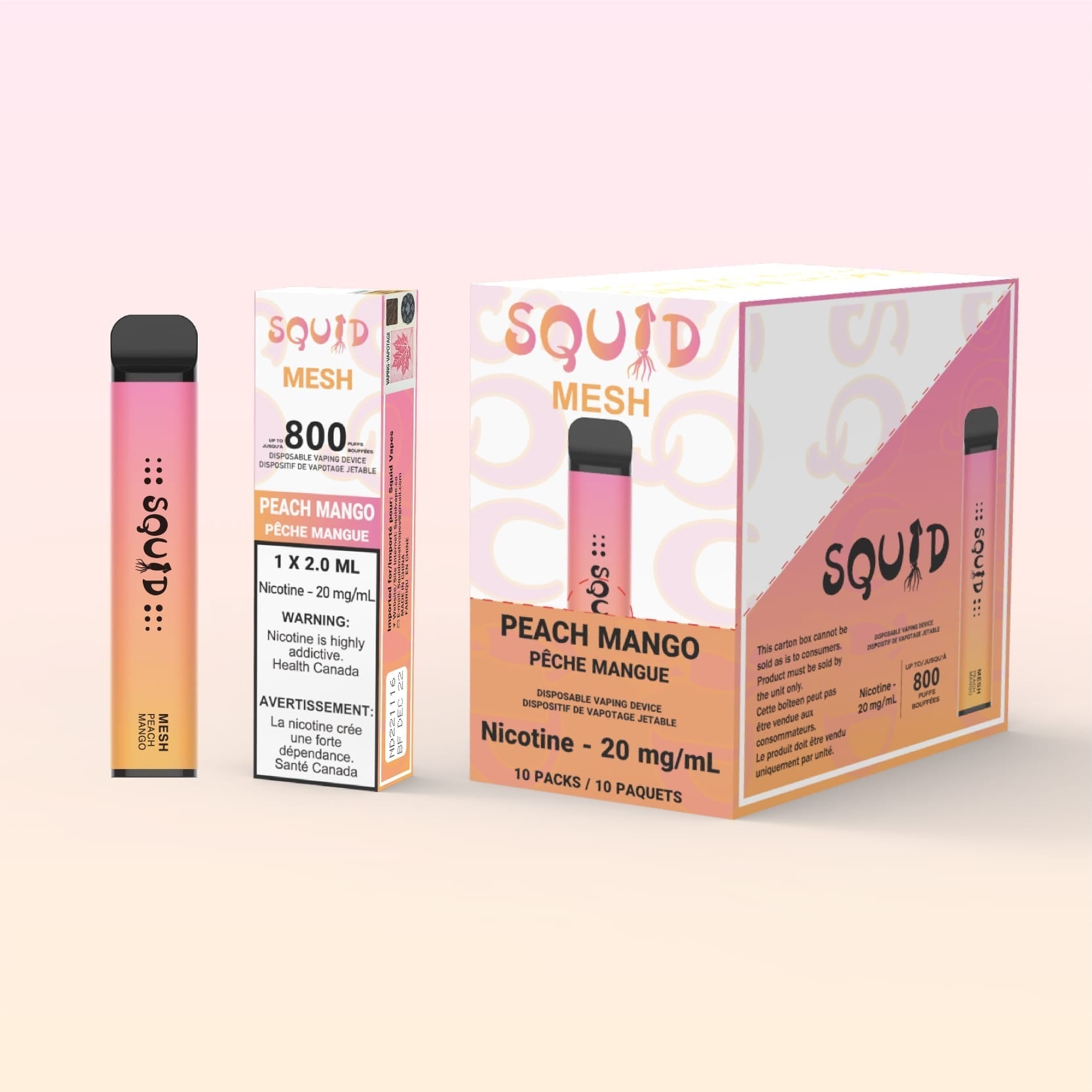 [Disposables] - Squid Peach Mango Disposable Pod Systems Vancouver Toronto Calgary Richmond Montreal Kingsway Winnipeg Quebec Coquitlam Canada Canadian Vapes Shop Free Shipping E-Juice Mods Nic Salt