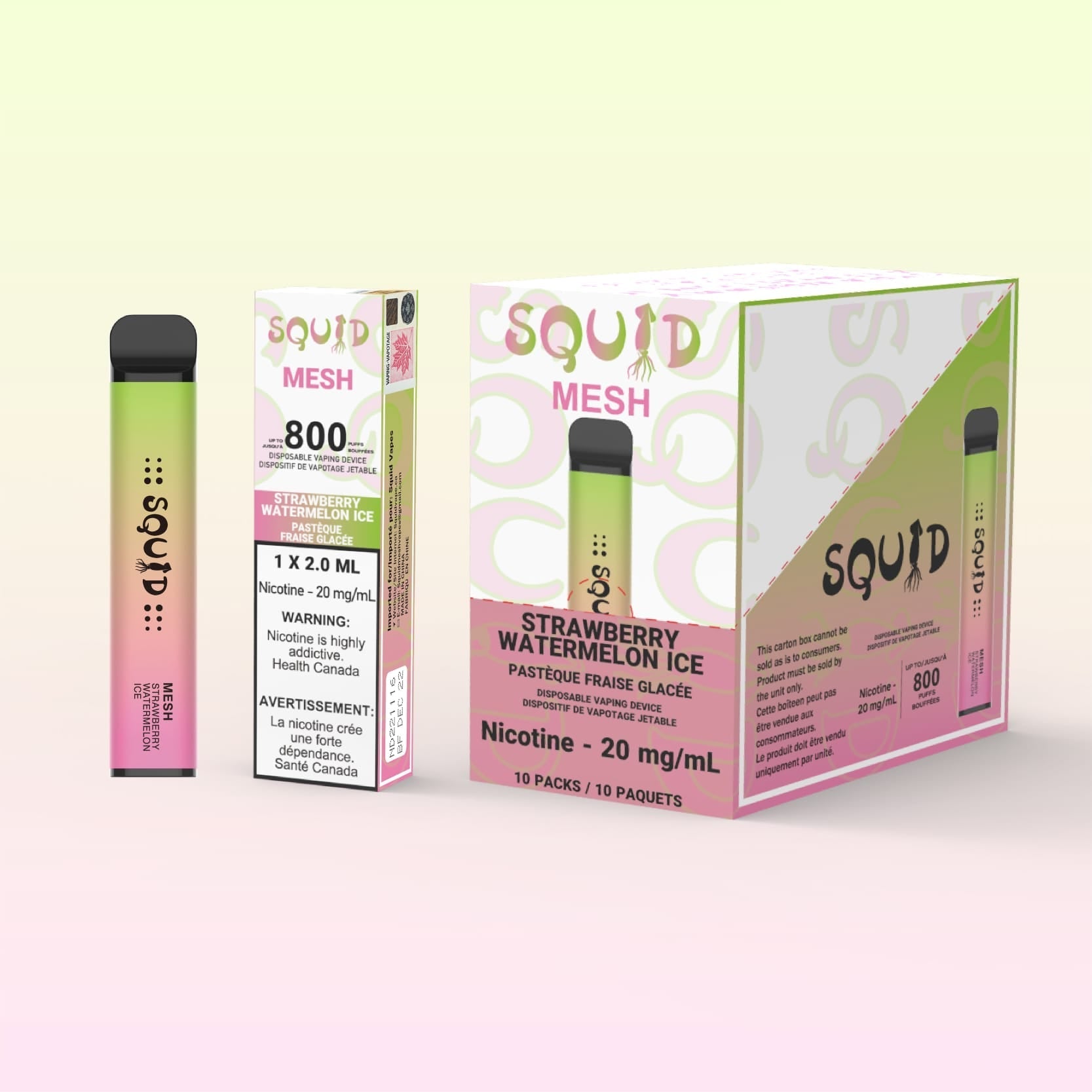 [Disposables] - Squid Strawberry Watermelon Ice Disposable Pod Systems Vancouver Toronto Calgary Richmond Montreal Kingsway Winnipeg Quebec Coquitlam Canada Canadian Vapes Shop Free Shipping E-Juice Mods Nic Salt