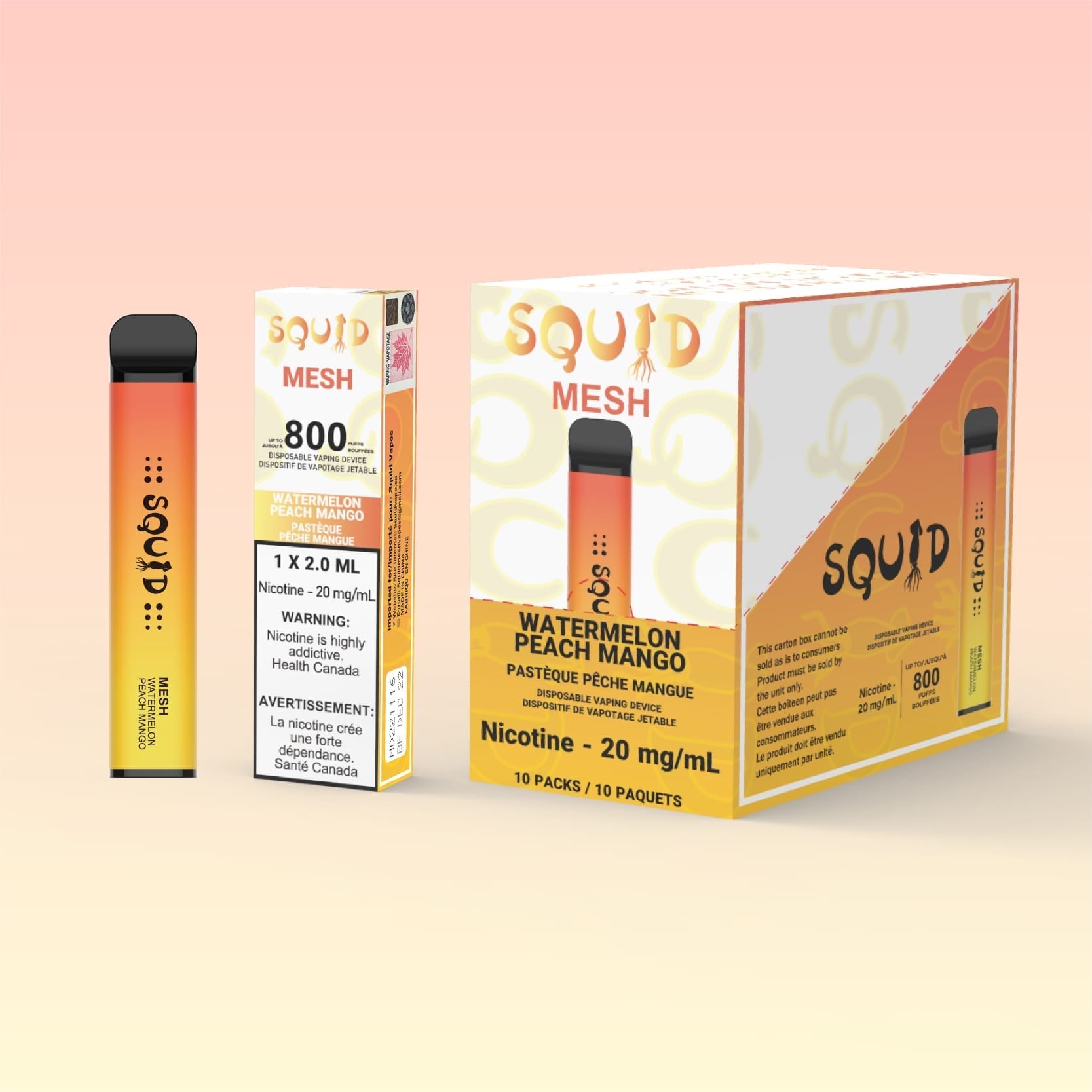 [Disposables] - Squid Watermelon Peach Mango Disposable Pod Systems Vancouver Toronto Calgary Richmond Montreal Kingsway Winnipeg Quebec Coquitlam Canada Canadian Vapes Shop Free Shipping E-Juice Mods Nic Salt