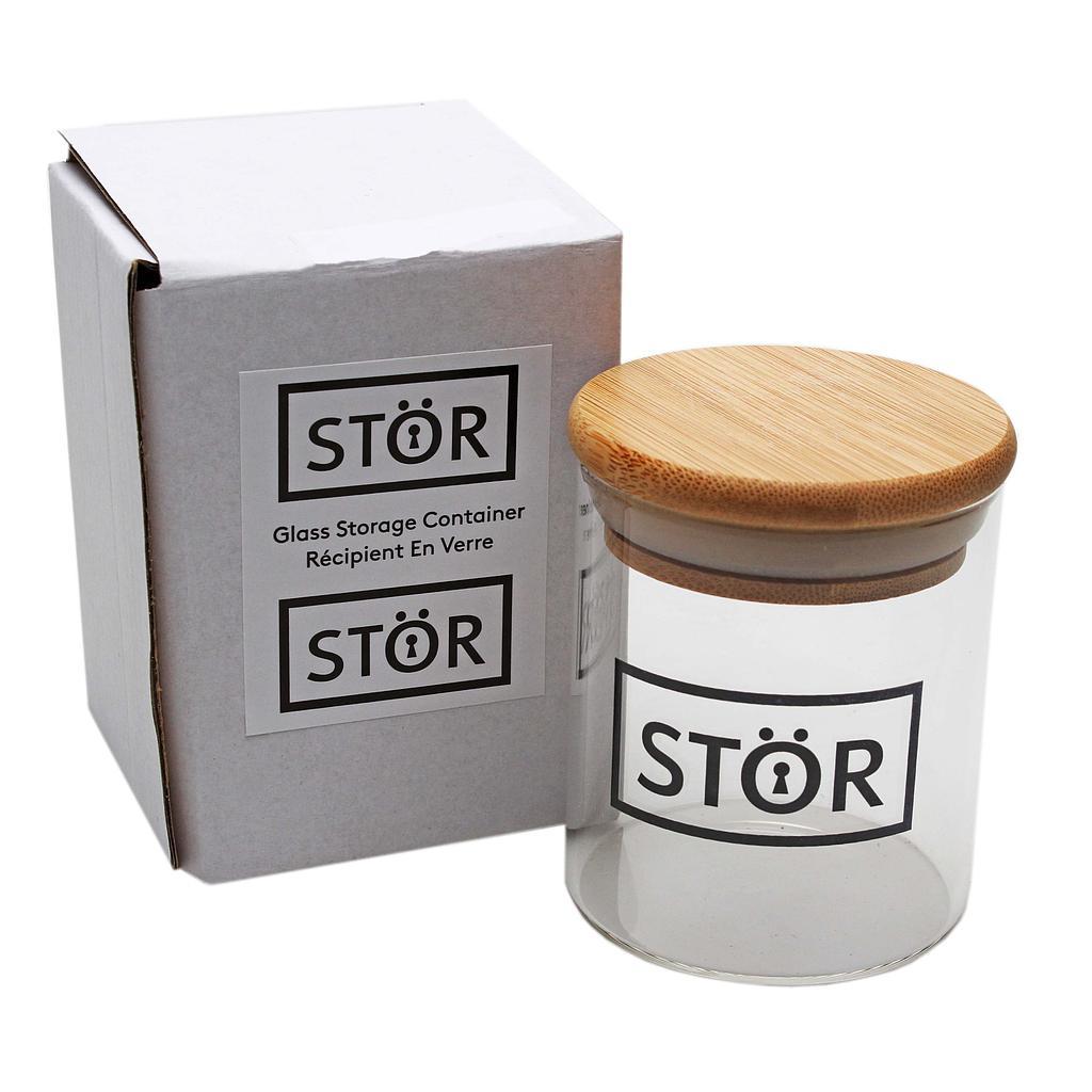 Storage Jar Stor Glass Pop Top Bamboo Lid Dry Herb Accessories Vancouver Toronto Calgary Richmond Montreal Kingsway Winnipeg Quebec Coquitlam Canada Canadian Vapes Shop Free Shipping E-Juice Mods Nic Salt